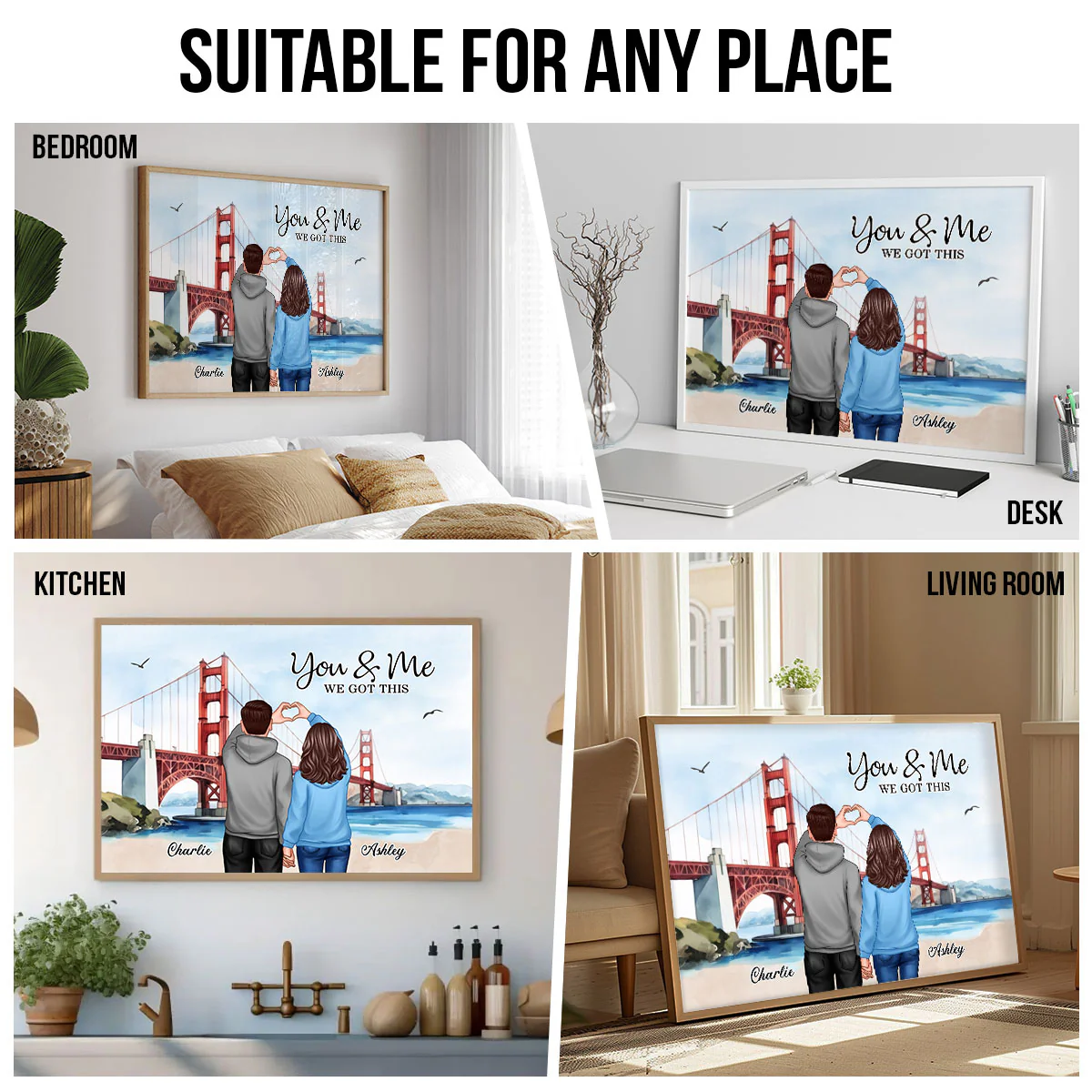 Personalized Couple Bridge Landscape Poster,  Gift, Anniversary Gift for Couples - Image 7