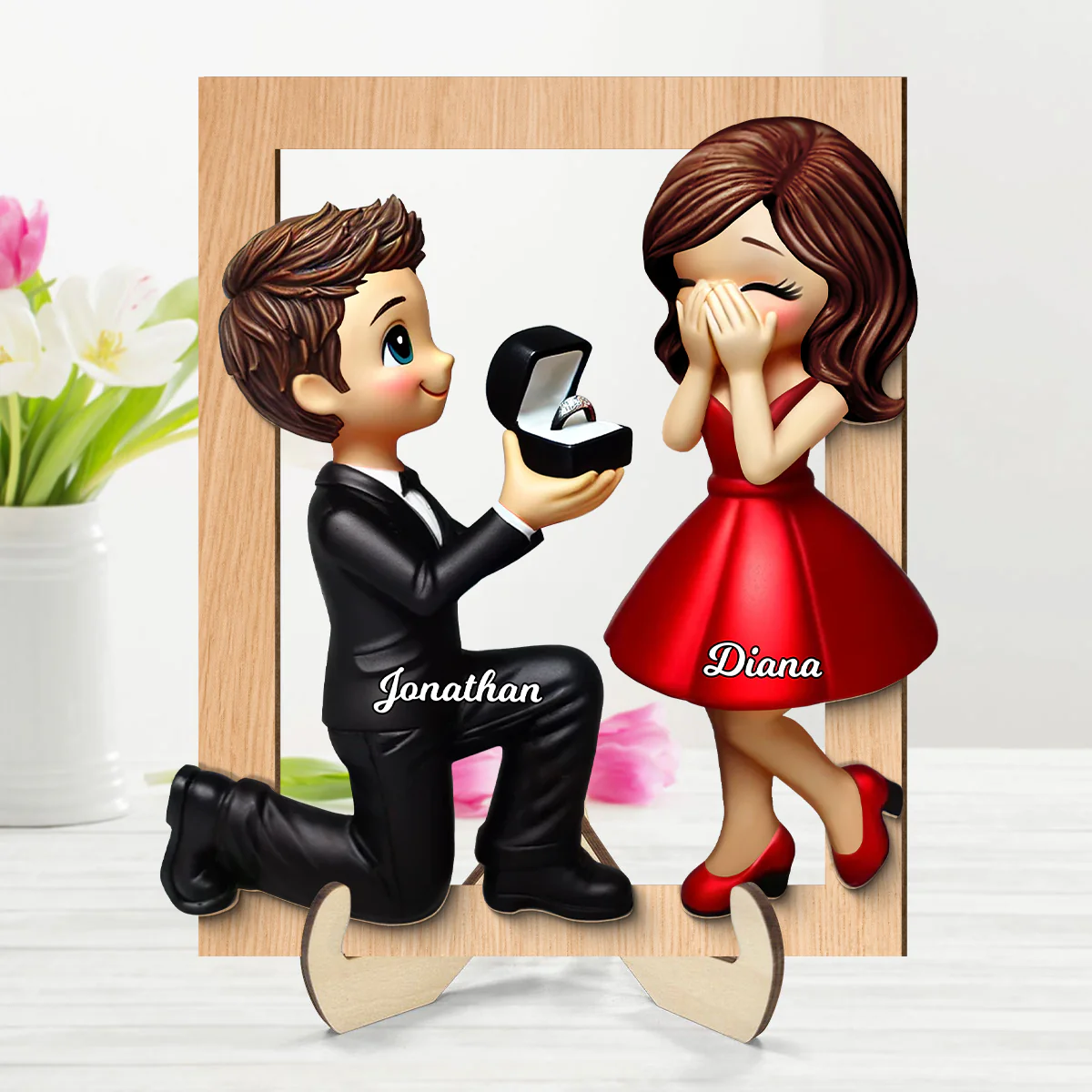 Marriage Proposal Frame 2-layer Wooden Plaque, Personalized Newly Engaged Present, She Said Yes!, Custom Just Engaged  Gifts for Couples - Image 2