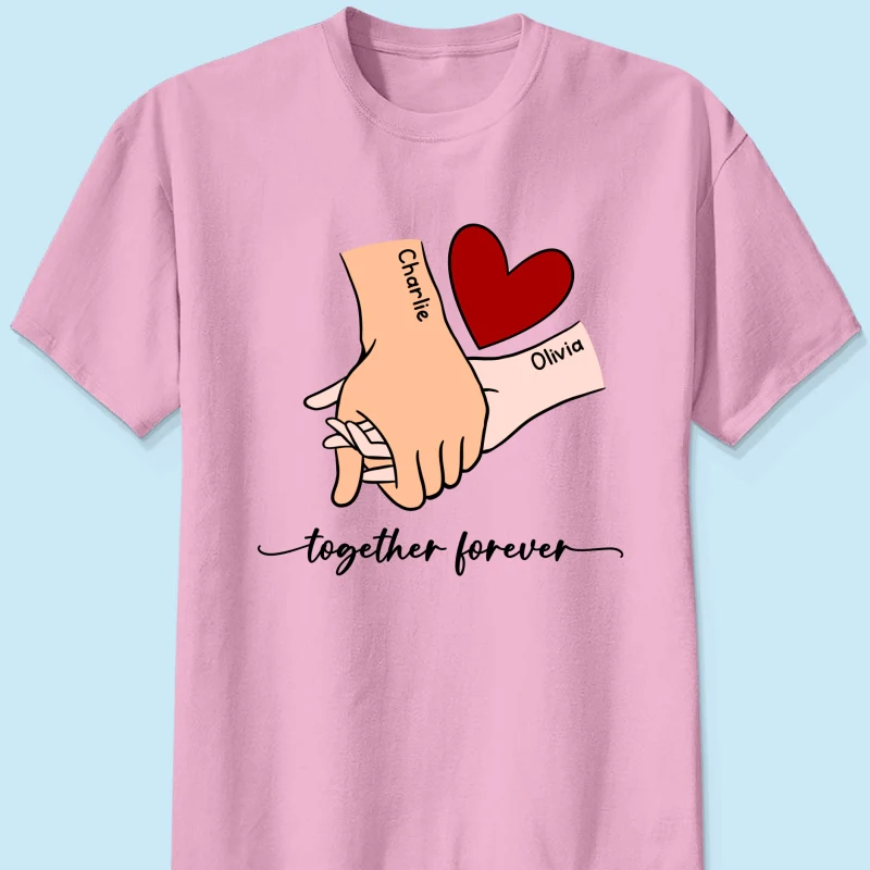 Personalized Couple Holding Hands Red Heart Shirt, Gift, Anniversary Gift for Him for Her - Image 11