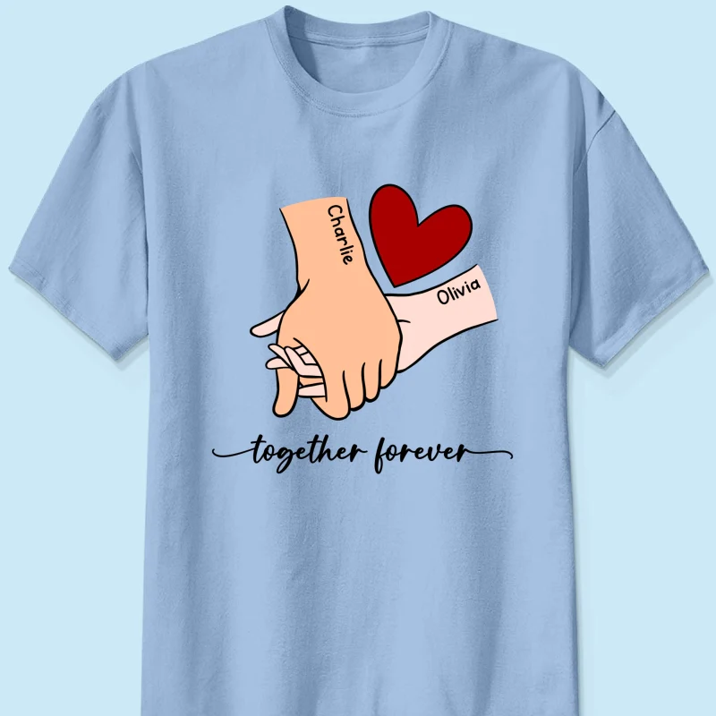 Personalized Couple Holding Hands Red Heart Shirt, Gift, Anniversary Gift for Him for Her - Image 12