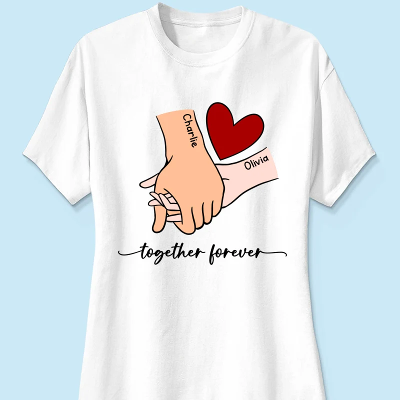 Personalized Couple Holding Hands Red Heart Shirt, Gift, Anniversary Gift for Him for Her - Image 20