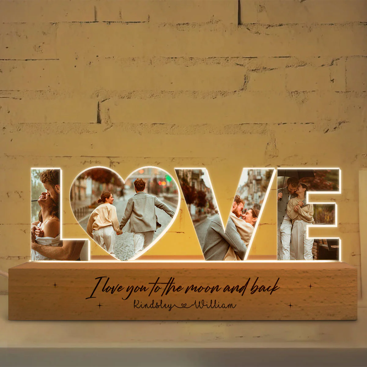 Personalized Couple Photo Collage Night Light, Custom Wedding Photo Gift, Anniversary Gift, Gift for Couple, Gift for Girlfriend Boyfriend
