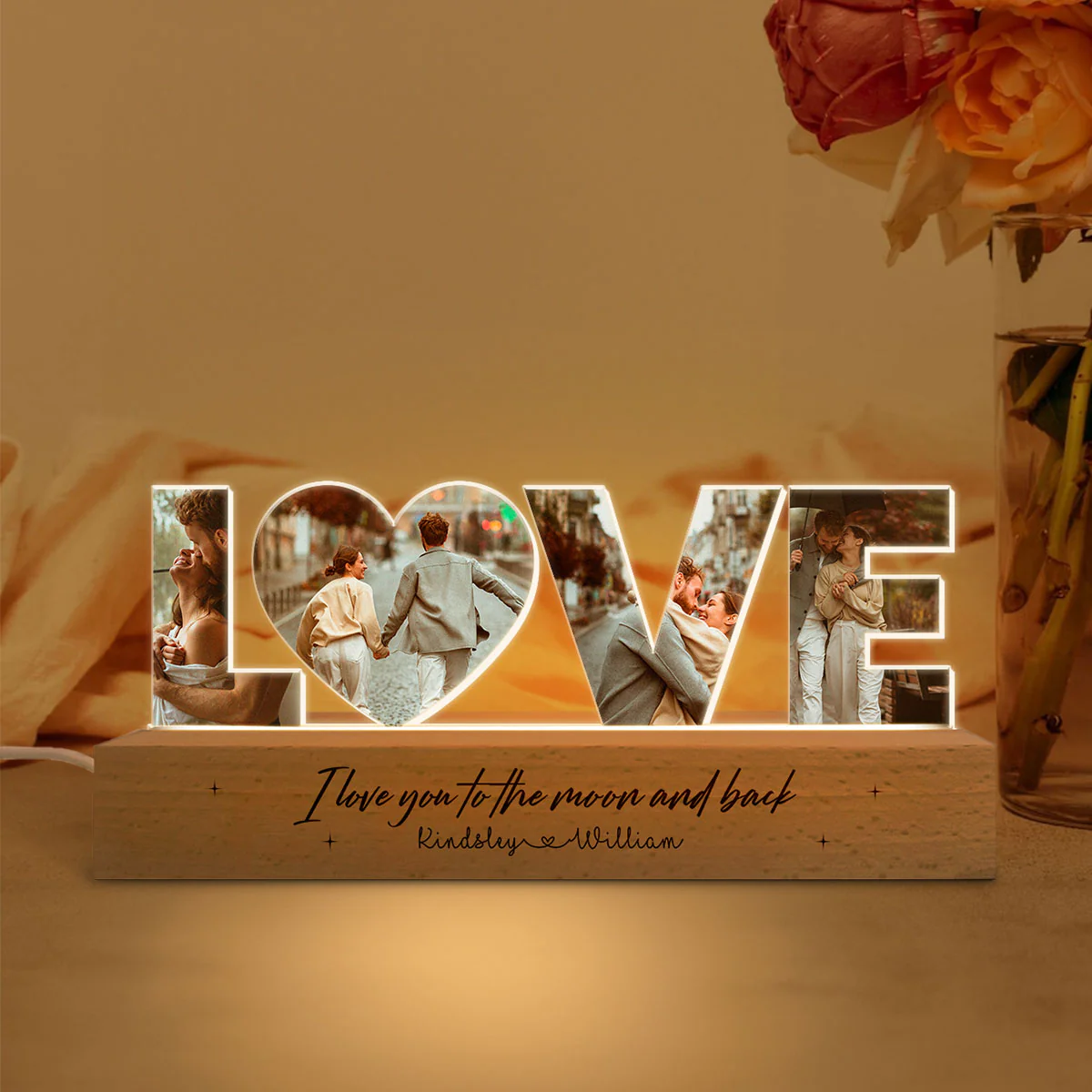 Personalized Couple Photo Collage Night Light, Custom Wedding Photo Gift, Anniversary Gift, Gift for Couple, Gift for Girlfriend Boyfriend - Image 2