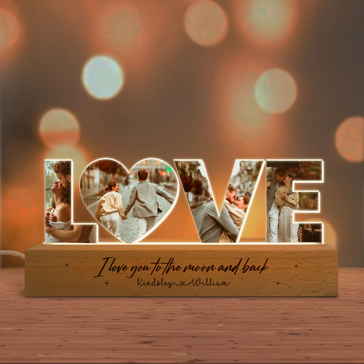 Personalized Couple Photo Collage Night Light, Custom Wedding Photo Gift, Anniversary Gift, Gift for Couple, Gift for Girlfriend Boyfriend - Image 3