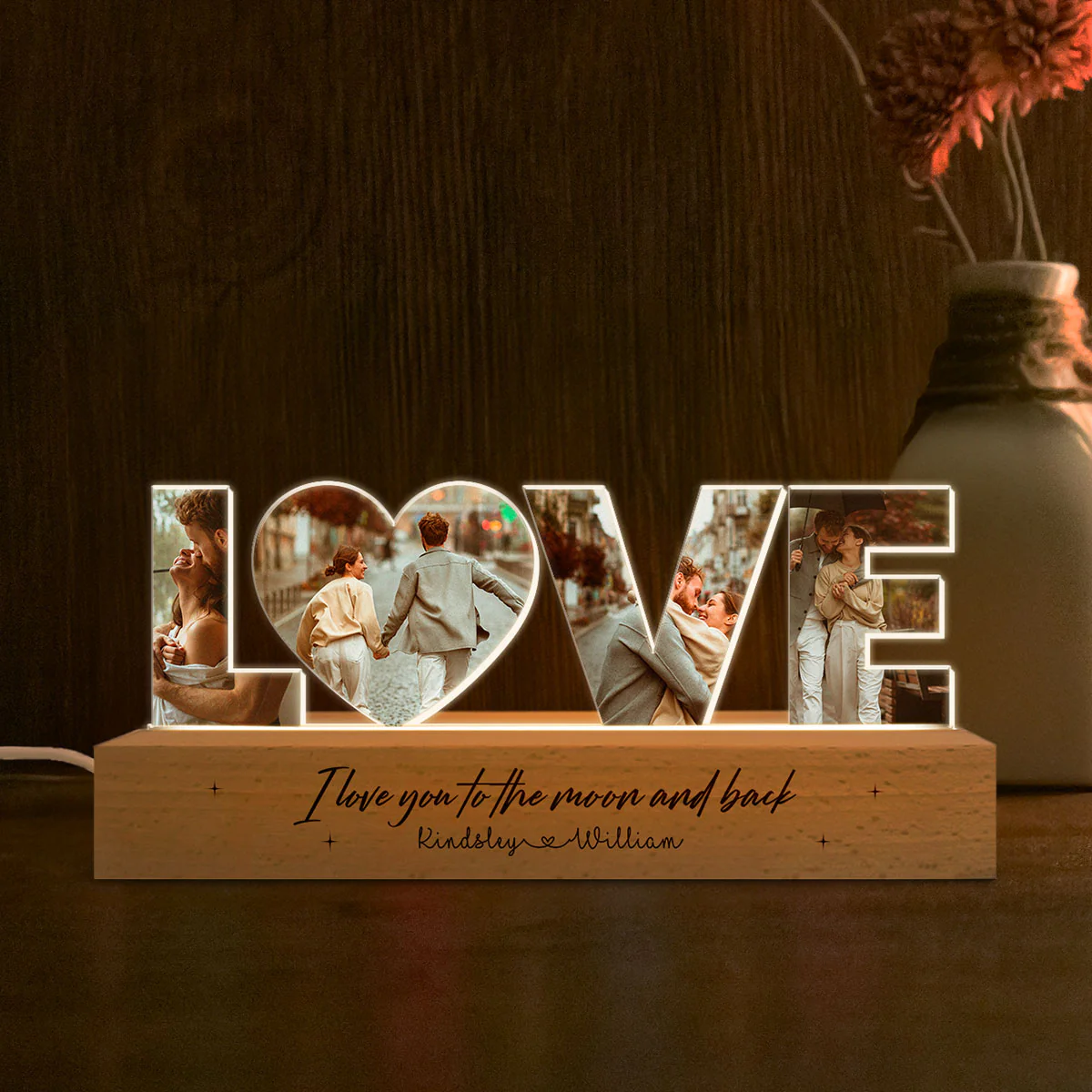 Personalized Couple Photo Collage Night Light, Custom Wedding Photo Gift, Anniversary Gift, Gift for Couple, Gift for Girlfriend Boyfriend - Image 4