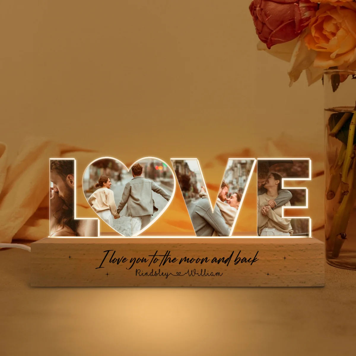Personalized Couple Photo Collage Night Light, Custom Wedding Photo Gift, Anniversary Gift, Gift for Couple, Gift for Girlfriend Boyfriend - Image 6