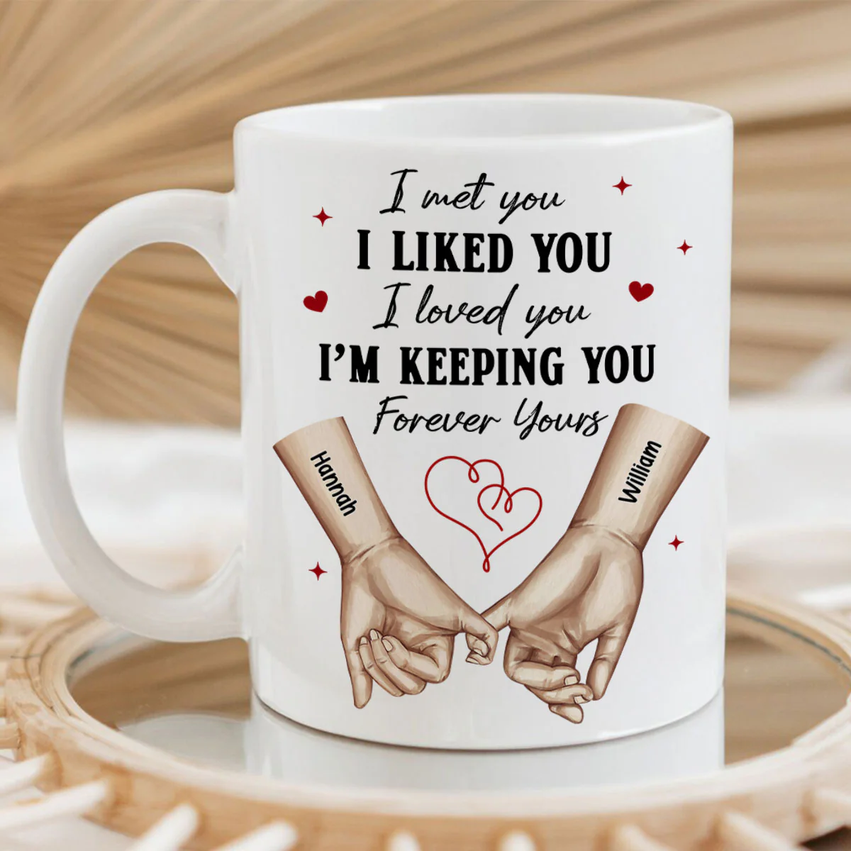 Personalized Couple Pinky Promise Hands, Gift, Anniversary Gift for Couples - Image 2