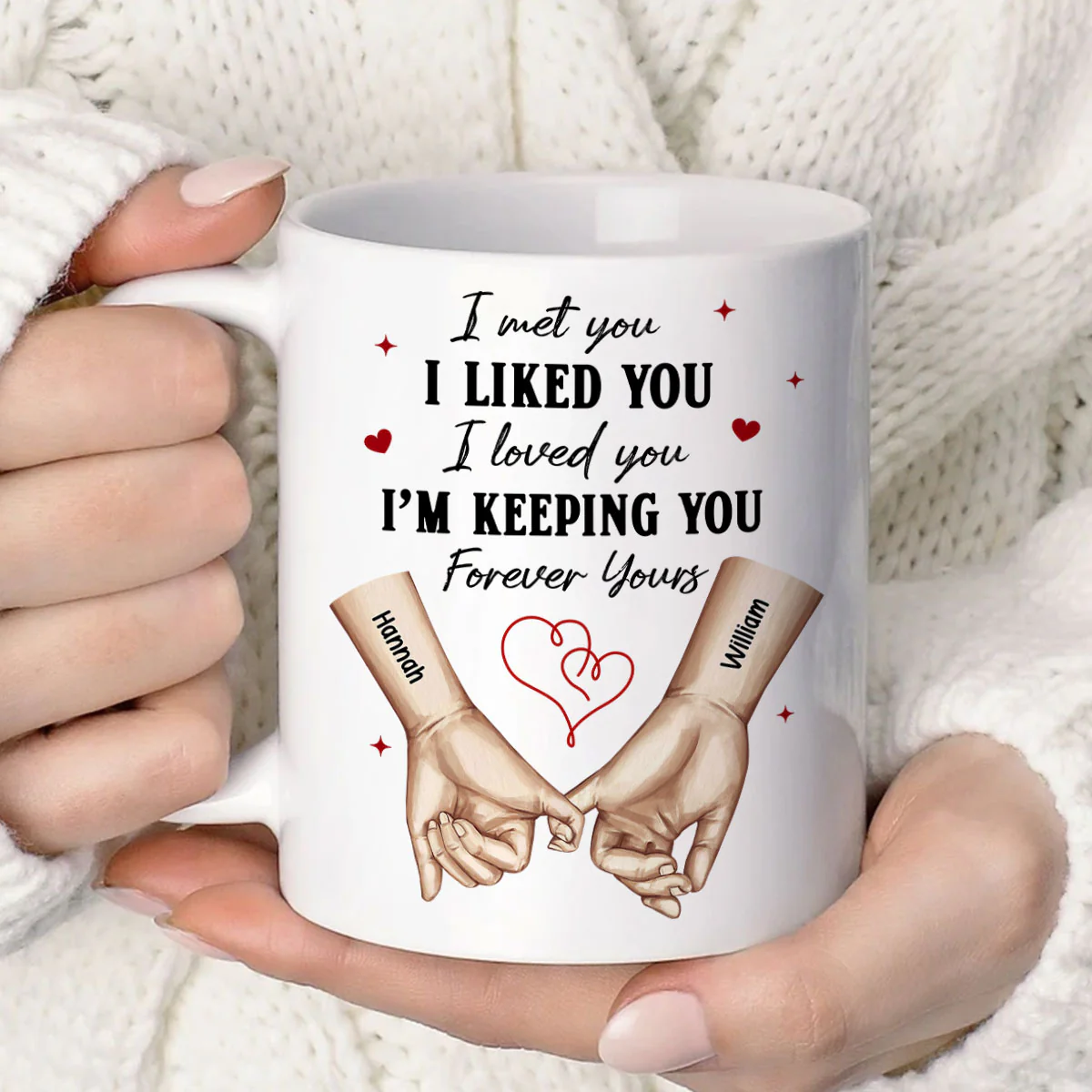 Personalized Couple Pinky Promise Hands, Gift, Anniversary Gift for Couples - Image 7