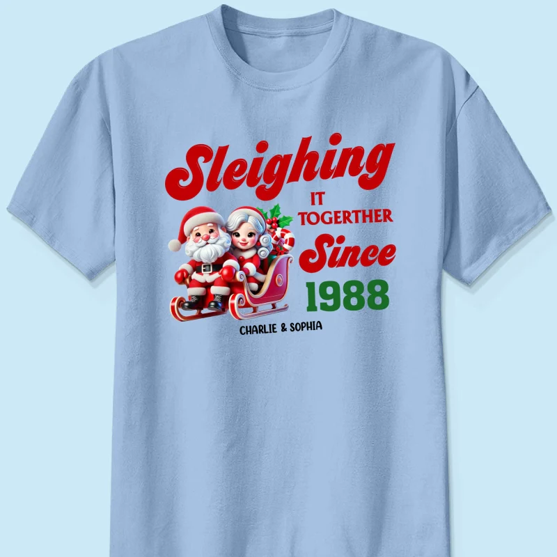 Personalized Couples Christmas T-shirt, Custom Holiday Tee, Couple Matching, His and Hers Couple Shirts, Santa and Mrs. Claus Together Since - Image 13