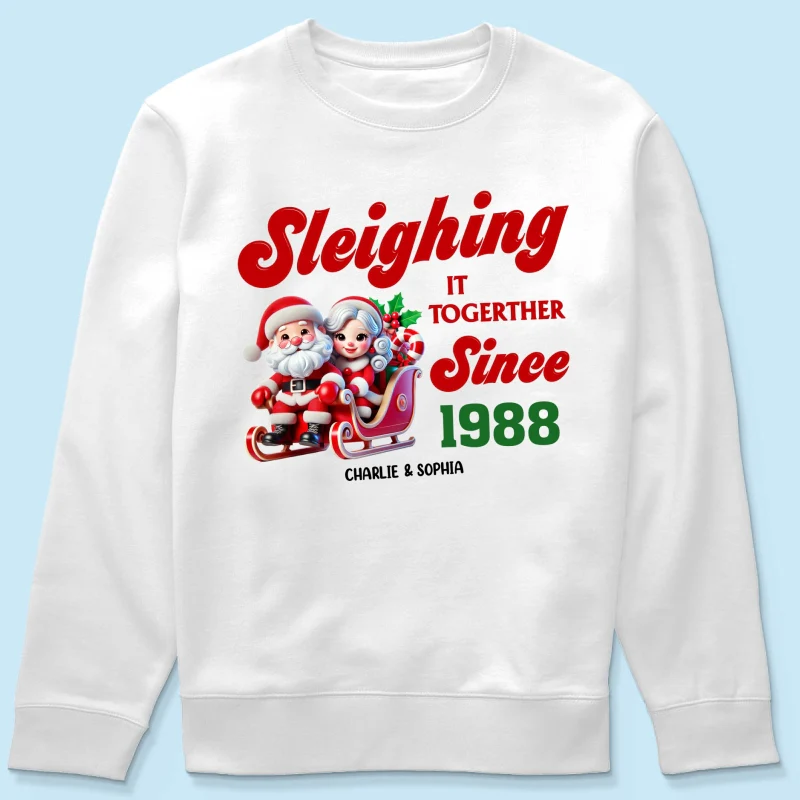 Personalized Couples Christmas T-shirt, Custom Holiday Tee, Couple Matching, His and Hers Couple Shirts, Santa and Mrs. Claus Together Since - Image 18