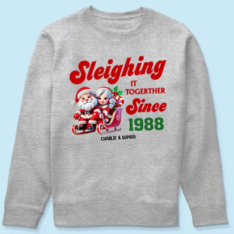 Personalized Couples Christmas T-shirt, Custom Holiday Tee, Couple Matching, His and Hers Couple Shirts, Santa and Mrs. Claus Together Since - Image 19