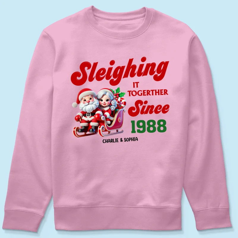 Personalized Couples Christmas T-shirt, Custom Holiday Tee, Couple Matching, His and Hers Couple Shirts, Santa and Mrs. Claus Together Since - Image 20