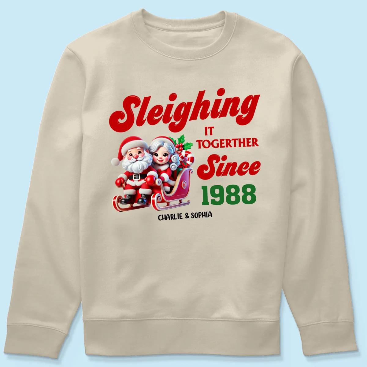 Personalized Couples Christmas T-shirt, Custom Holiday Tee, Couple Matching, His and Hers Couple Shirts, Santa and Mrs. Claus Together Since - Image 21