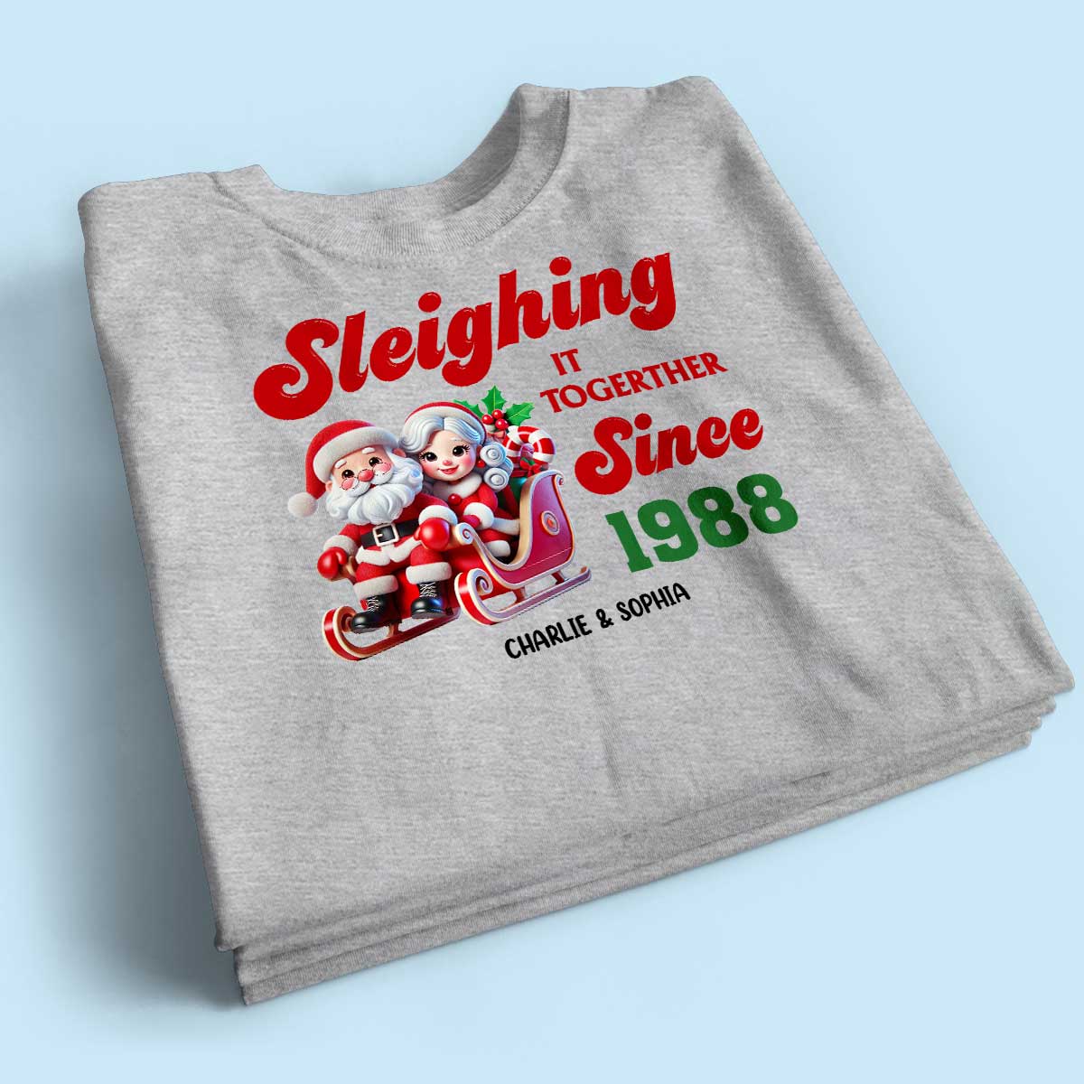Personalized Couples Christmas T-shirt, Custom Holiday Tee, Couple Matching, His and Hers Couple Shirts, Santa and Mrs. Claus Together Since - Image 6