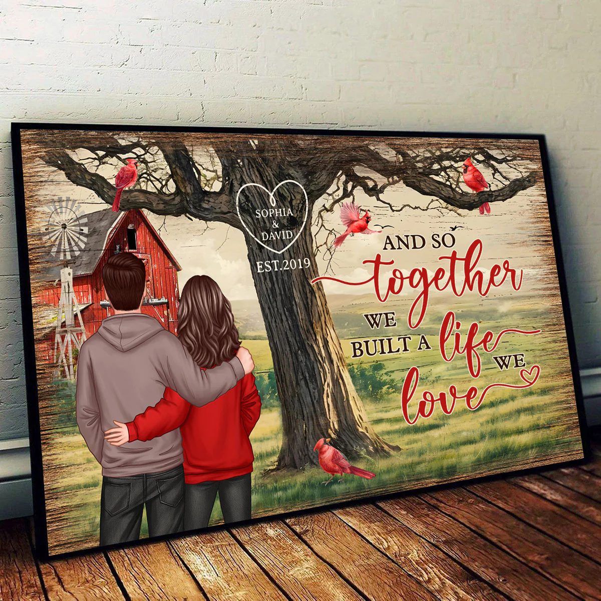 Personalized Couples Tree Large Farmhouse Poster Wall Art, Gift, Anniversary Gift For Couples, For Him, For Her - Image 3