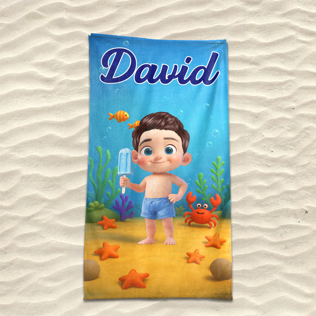 Personalized Cute Cartoon Kids Ocean Beach Towel, Fun Beach Designs, Gift For Girls Or Boys - Image 4