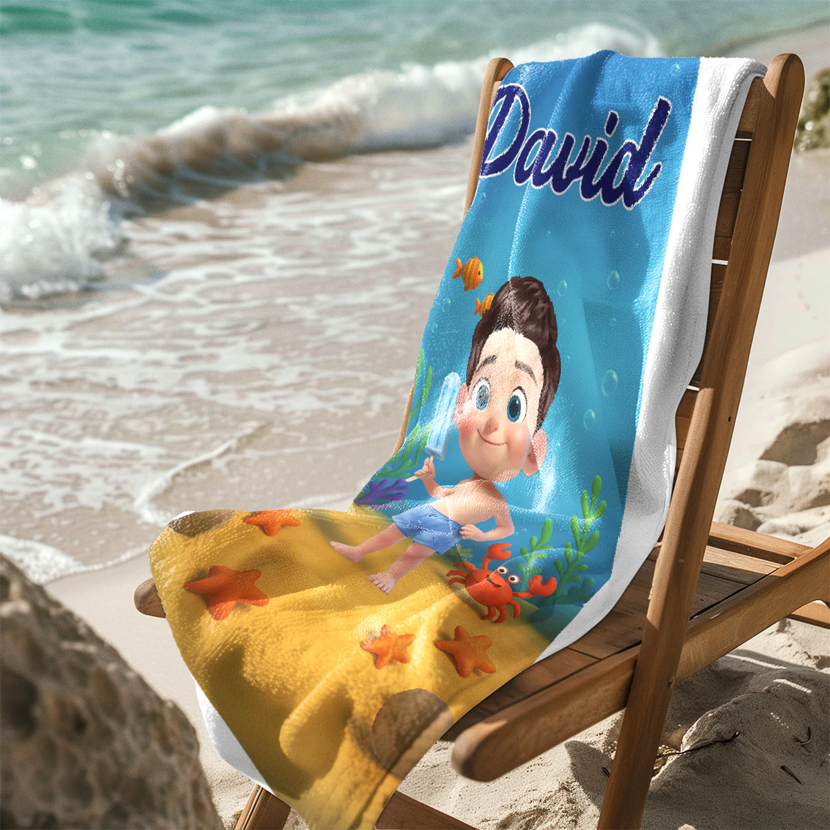 Personalized Cute Cartoon Kids Ocean Beach Towel, Fun Beach Designs, Gift For Girls Or Boys - Image 7