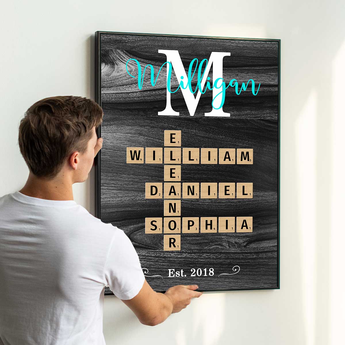 Family Name Crossword Puzzle Art - Personalized Poster - Gift For Dad, Gift For Husband, Gift For Grandpa - Image 2