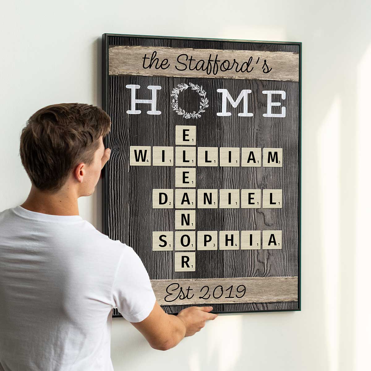 Personalized Family Name "Home" Poster, Crossword Puzzle Art, Family Decor - Image 2