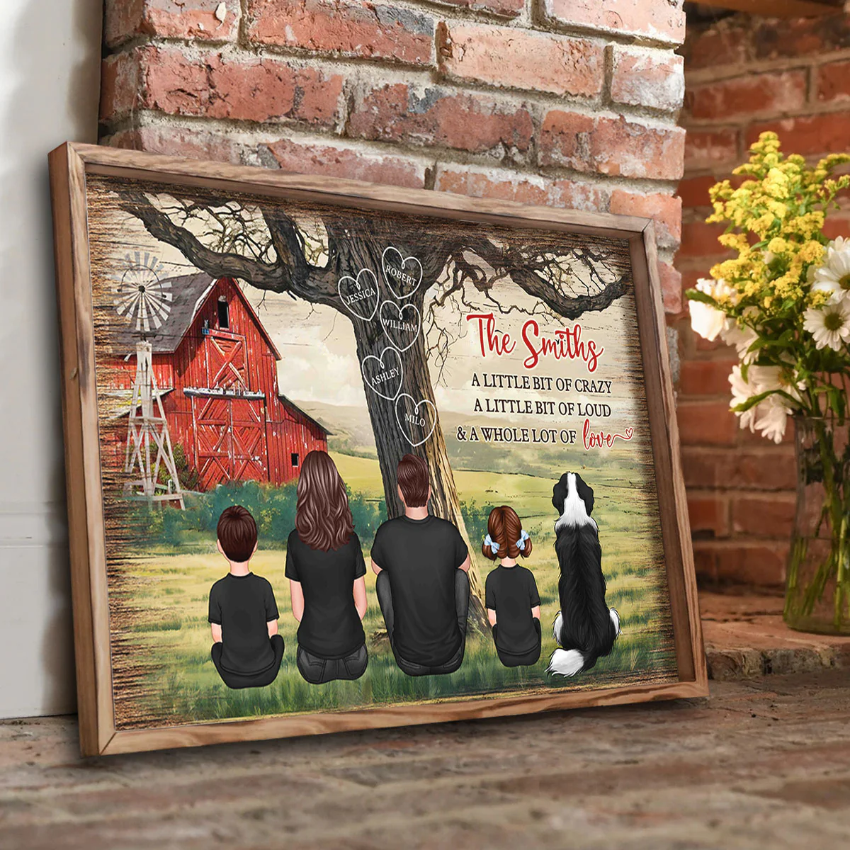 Personalized Family Sitting Back View Tree Farmhouse Poster, Wall Art Decor, Family Gift - Image 2
