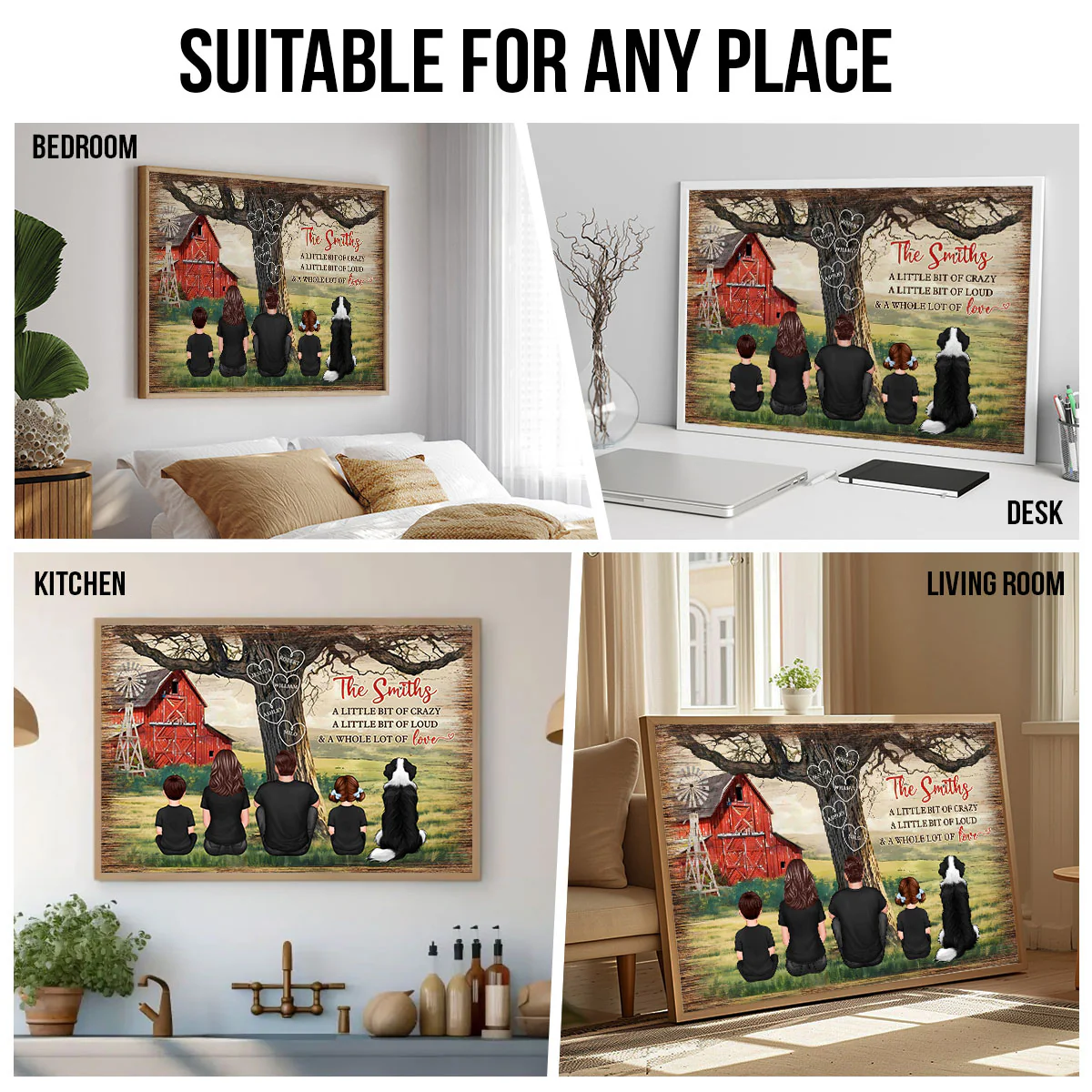 Personalized Family Sitting Back View Tree Farmhouse Poster, Wall Art Decor, Family Gift - Image 5