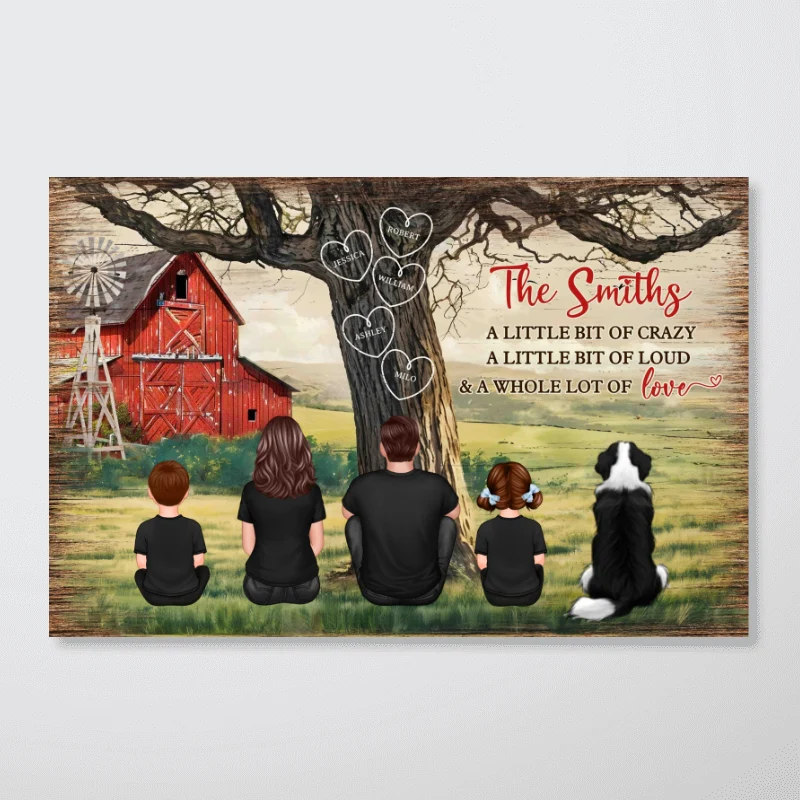 Personalized Family Sitting Back View Tree Farmhouse Poster, Wall Art Decor, Family Gift - Image 8