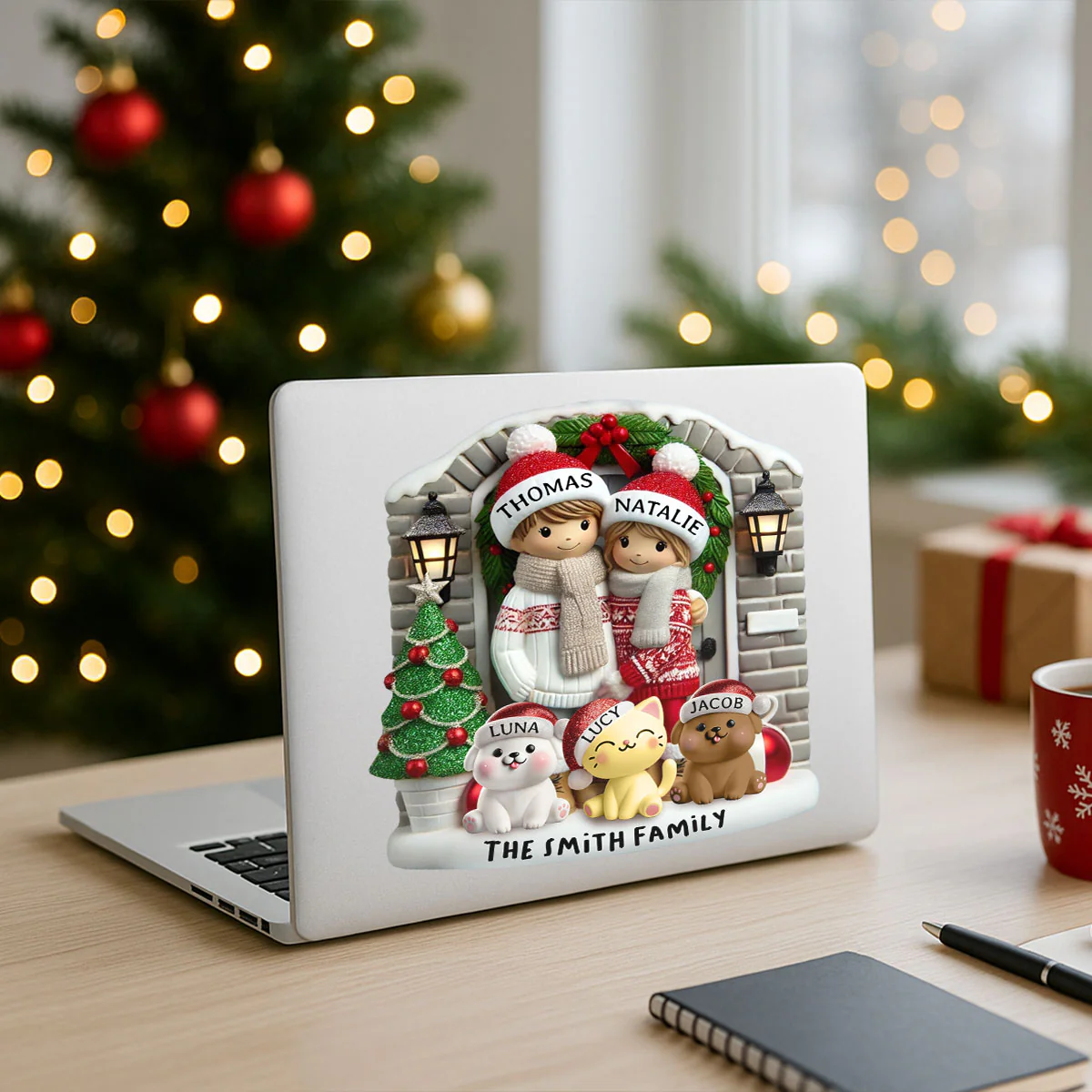 Personalized Farmhouse Couple Christmas Decal with Optional Pet Dog Cat, Christmas Gift for Him, Gift for Her - Image 9