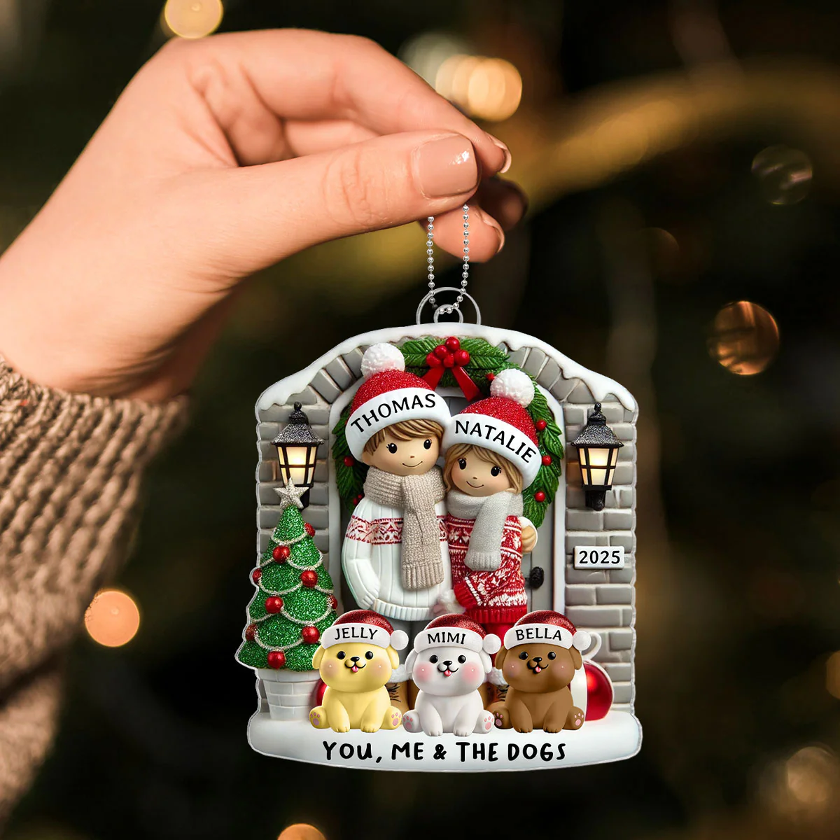 Farmhouse Couple with Optional Pet Dog Cat - Personalized Acrylic Ornament - Gift for Him, Gift for Her - Image 5