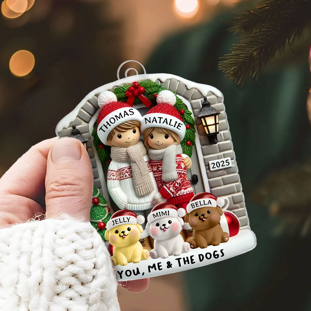 Farmhouse Couple with Optional Pet Dog Cat - Personalized Acrylic Ornament - Gift for Him, Gift for Her - Image 6
