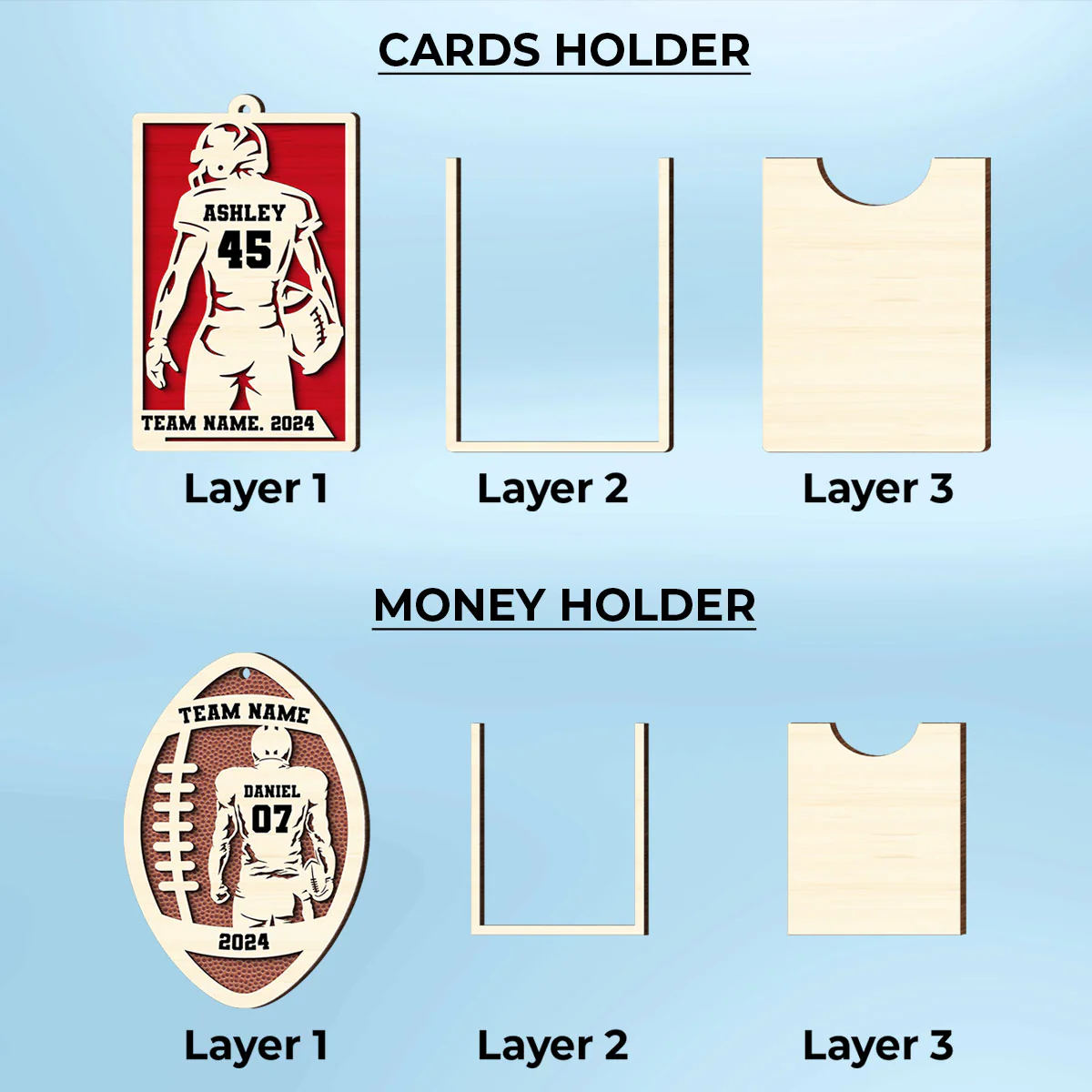 Personalized Football Money Gift Card Holder Ornament, Unique Gift For Football Player, Football Lover, Teenage Son, Grandson, Nephew, Husband, Boy Friend - Image 10