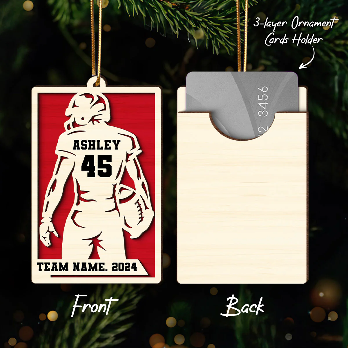 Personalized Football Money Gift Card Holder Ornament, Unique Gift For Football Player, Football Lover, Teenage Son, Grandson, Nephew, Husband, Boy Friend - Image 2