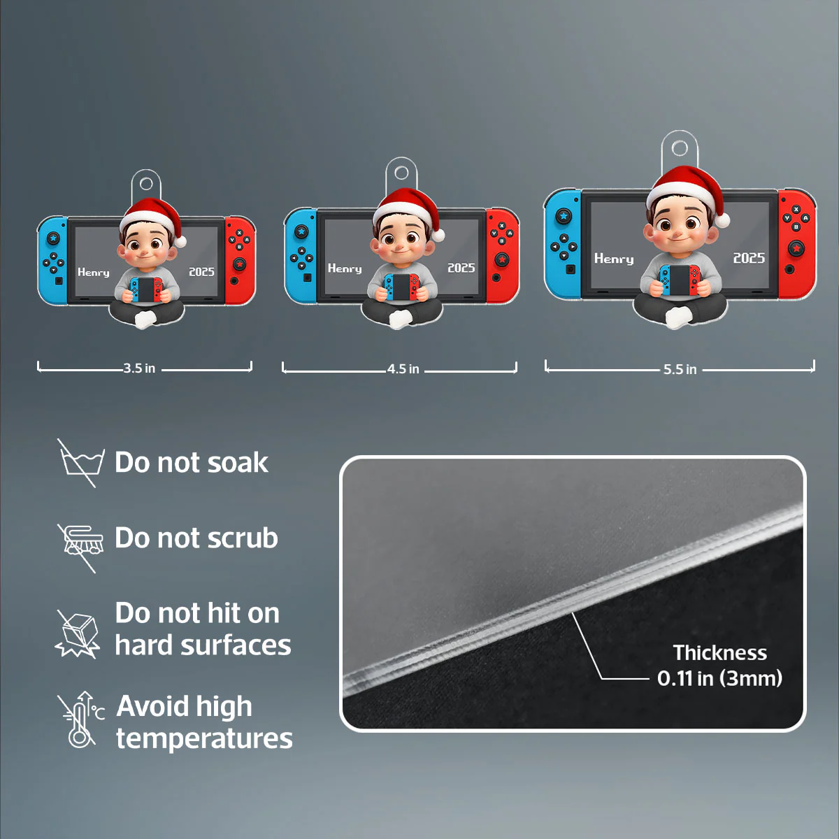 Personalized Gamer 3D Effect Ornament for Boys, Christmas Gift for Kids, Teenagers - Image 8