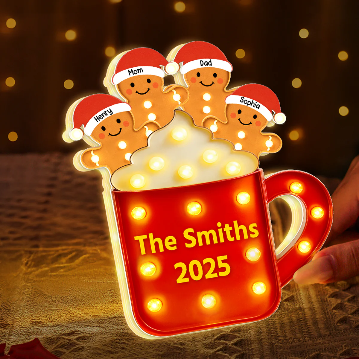 Personalized Gingerbread Christmas LED Light Box 2025 - Image 3