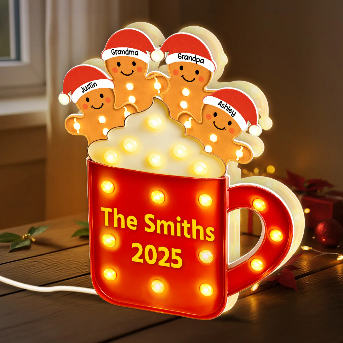 Personalized Gingerbread Christmas LED Light Box 2025 - Image 5