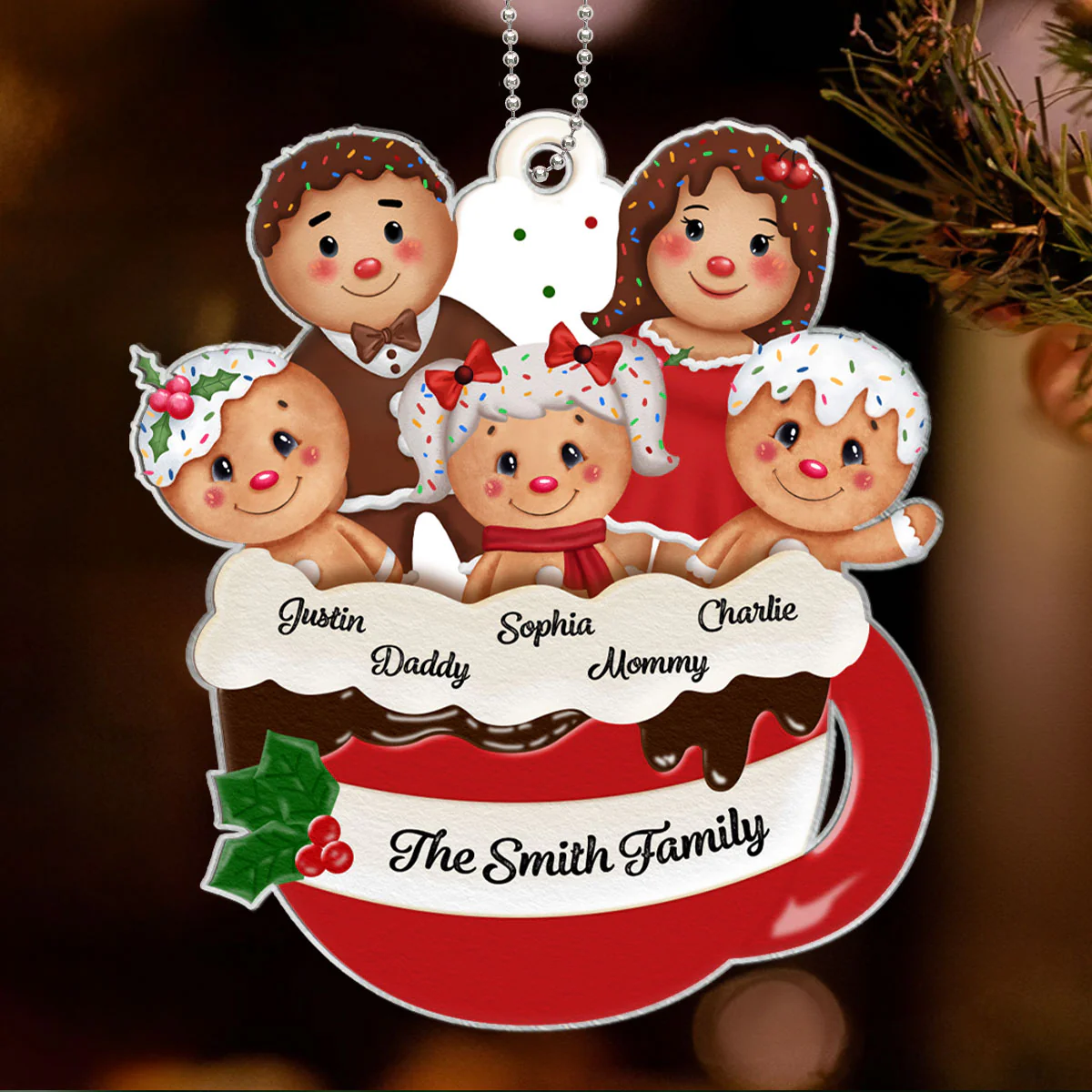 Personalized Gingerbread Family Christmas Ornament 2024, Custom Christmas Gift for Children, Grandchildren, Personalized Xmas Gift, Christmas Decor - Image 2