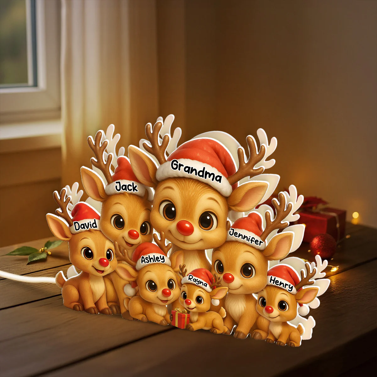 Personalized Grandma Grandkids Reindeer LED Light Box, Christmas Gift For Grandma, Grandkids - Image 3