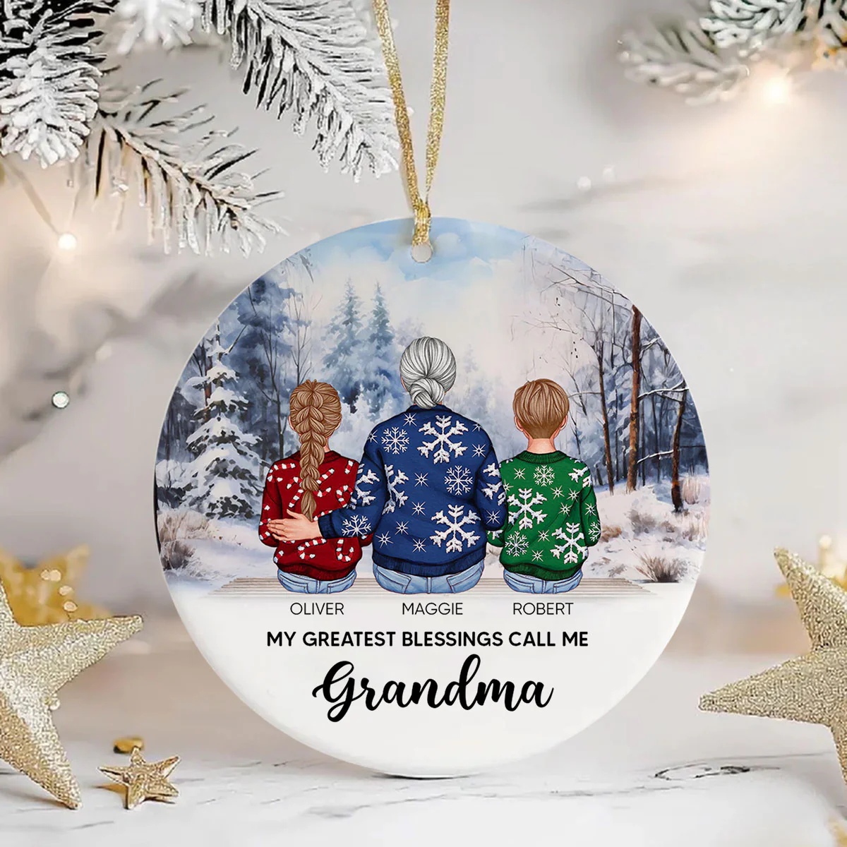 Personalized Grandma Ornament Christmas Gift from Grandkids, Gift for Grandma Mimi Gigi Abuela - Image 2