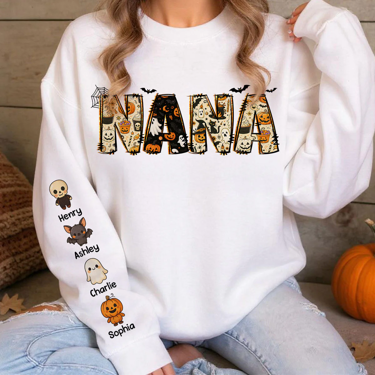 Personalized Halloween Mama Grandma Sweatshirt, Spooky Gift for Mom Grandma - Image 4