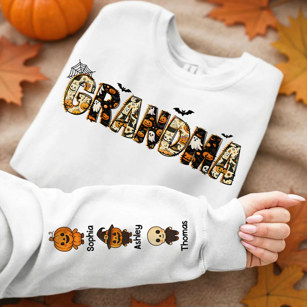 Personalized Halloween Mama Grandma Sweatshirt, Spooky Gift for Mom Grandma - Image 6