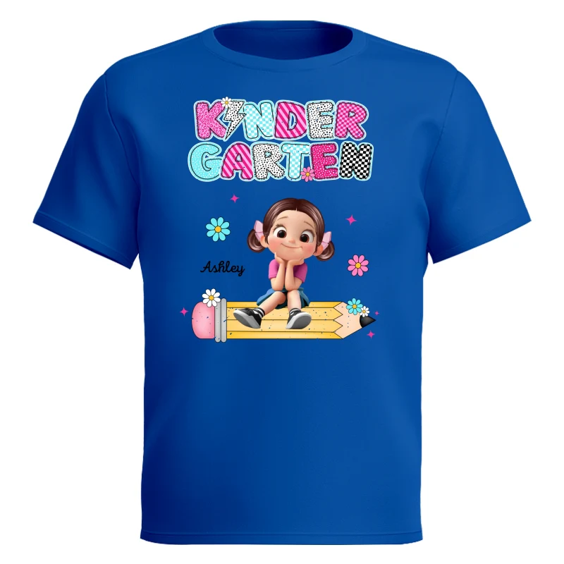 Personalized Kindergarten Tshirt for Girls, Colorful Pencil Pattern Custom Kids Name, Back To School Shirt Toddler, First Day School Outfit - Image 19