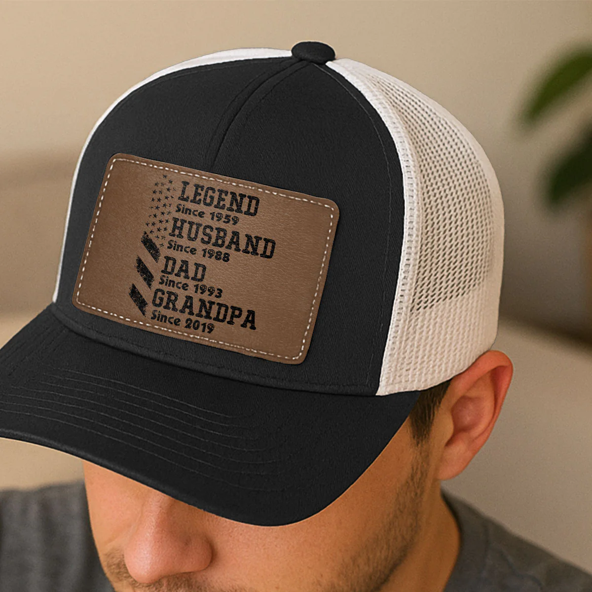Personalized Legend Husband Dad Papa Since Father's Day Leather Patch Hat - Image 4