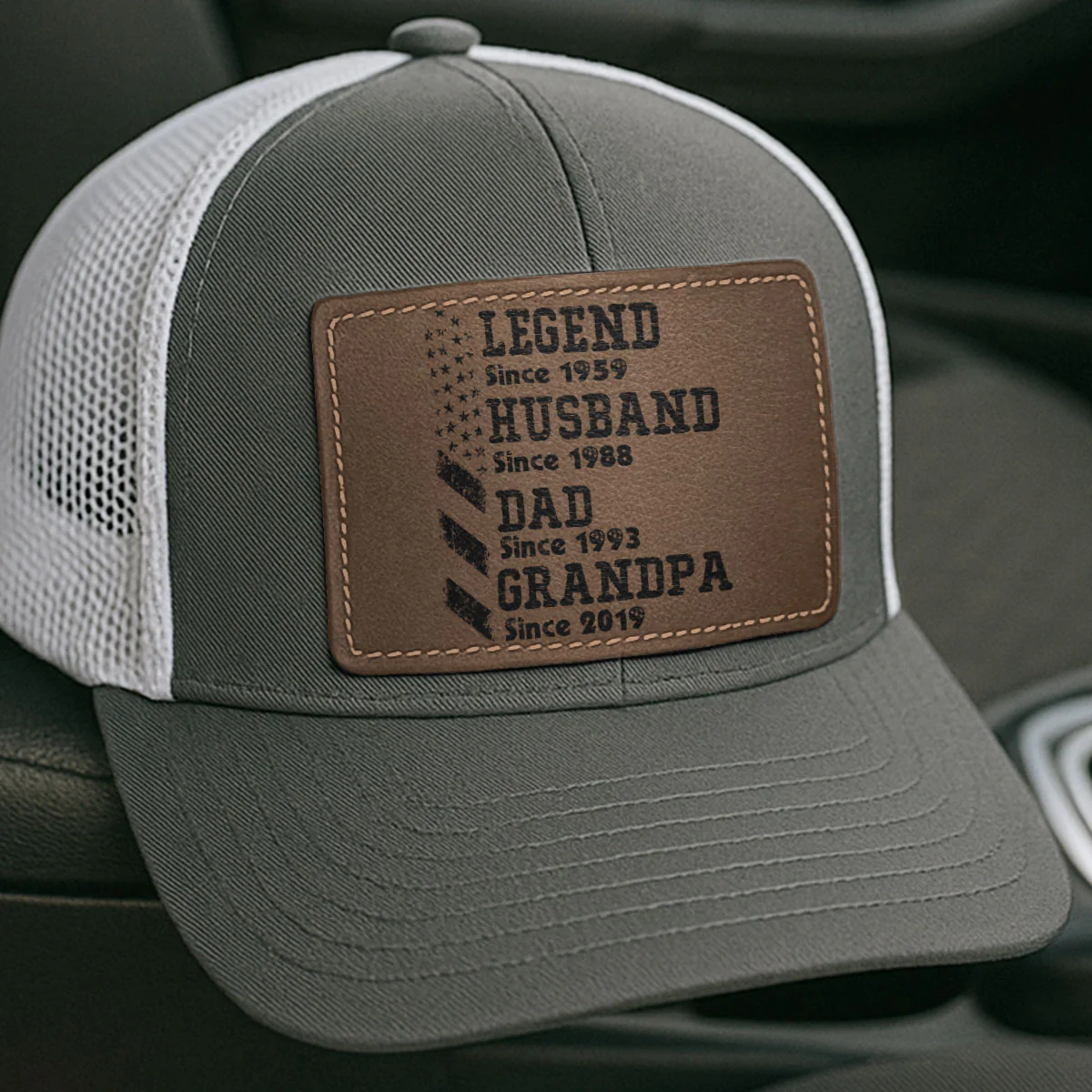 Personalized Legend Husband Dad Papa Since Father's Day Leather Patch Hat - Image 6