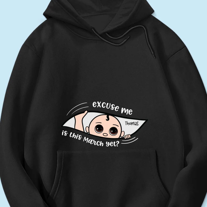 Personalized Maternity Dark Shirt, Excuse Me Is It Yet, Pregnancy Announcement, Expecting Parents - Image 19