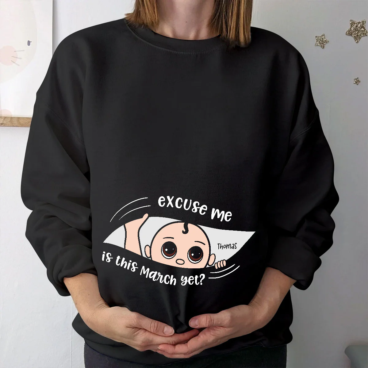 Personalized Maternity Dark Shirt, Excuse Me Is It Yet, Pregnancy Announcement, Expecting Parents - Image 2