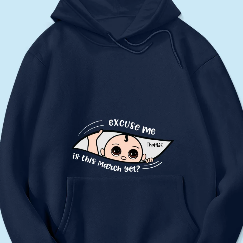 Personalized Maternity Dark Shirt, Excuse Me Is It Yet, Pregnancy Announcement, Expecting Parents - Image 20