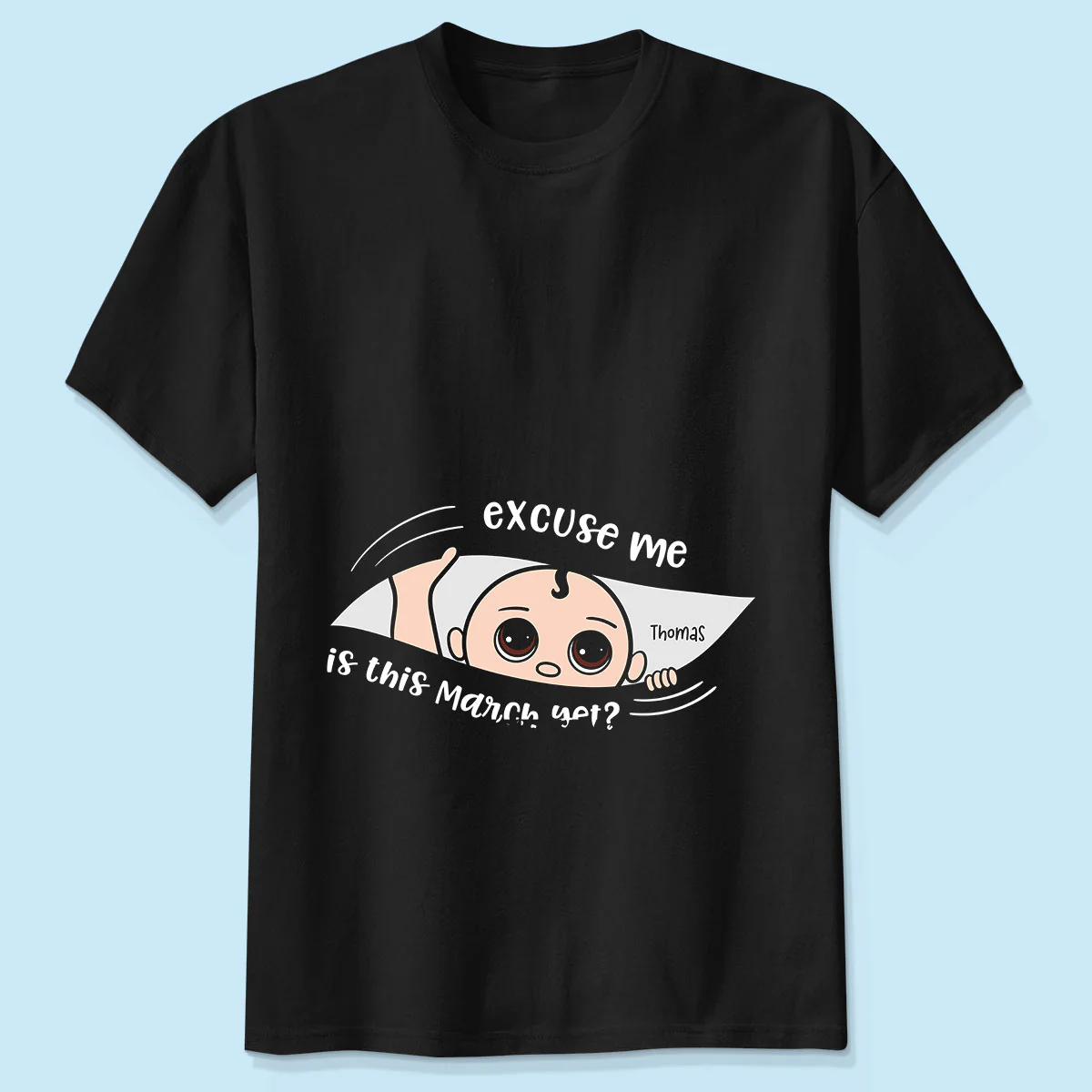 Personalized Maternity Dark Shirt, Excuse Me Is It Yet, Pregnancy Announcement, Expecting Parents - Image 5