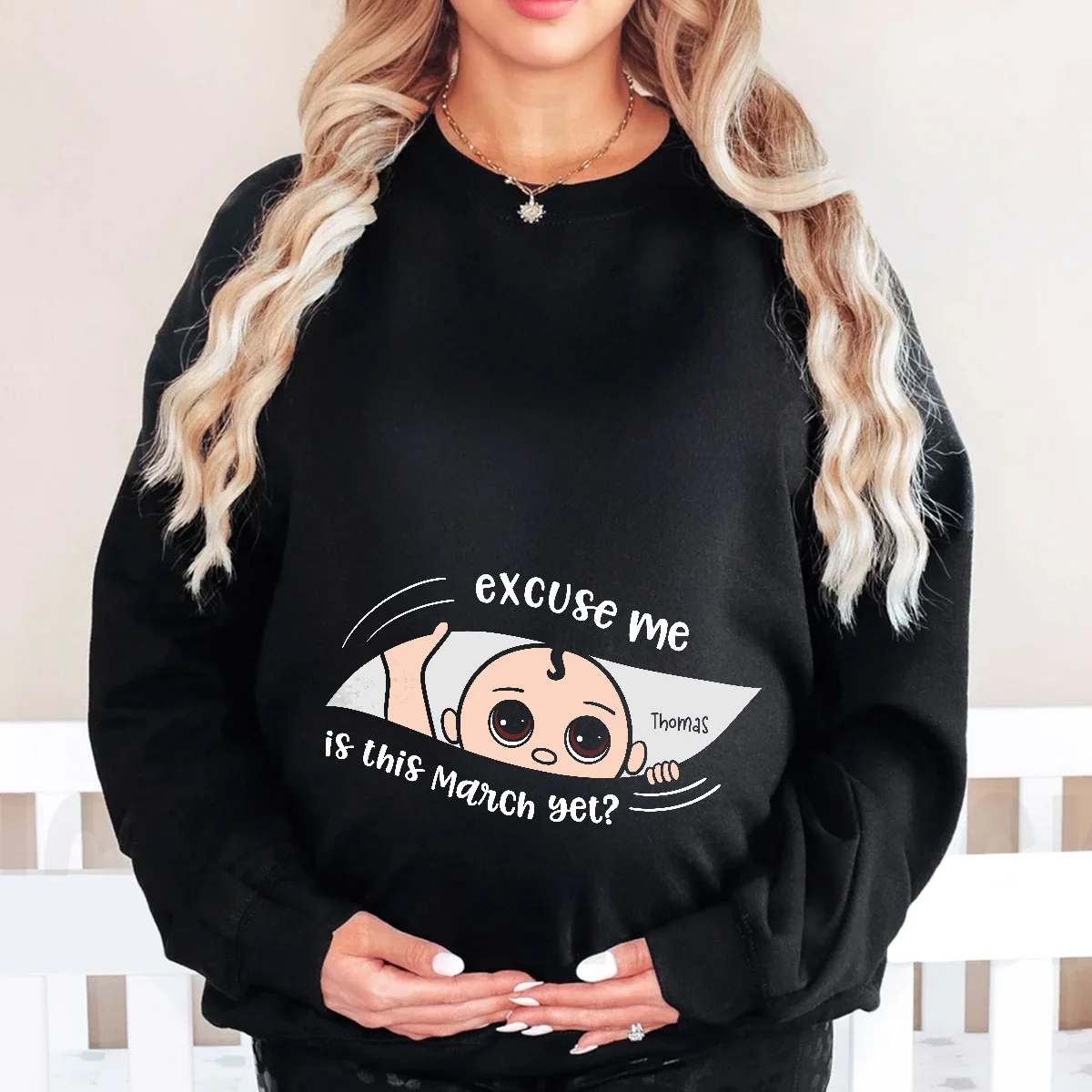 Personalized Maternity Dark Shirt, Excuse Me Is It Yet, Pregnancy Announcement, Expecting Parents - Image 6
