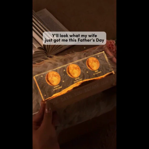 The Day You Became Dad Birth Moon Phase Personalized Acrylic Block Night Light, Father's Day Gift For Dad, Gift For Husband, Gift For Grandpa - Image 2