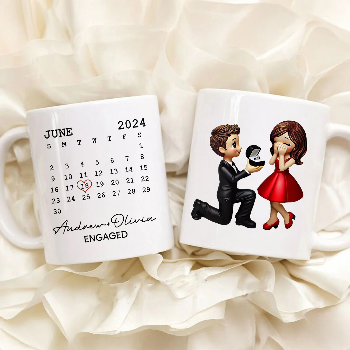 Personalized Mr Mrs Coffee Mug, Marriage Proposal Personalized Engagement Gift for him, Gift for her - Image 2