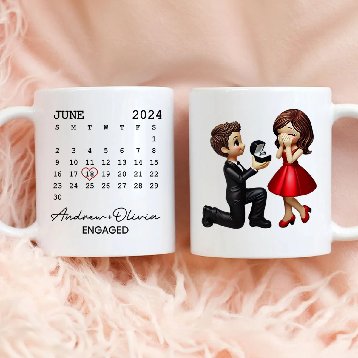 Personalized Mr Mrs Coffee Mug, Marriage Proposal Personalized Engagement Gift for him, Gift for her - Image 4